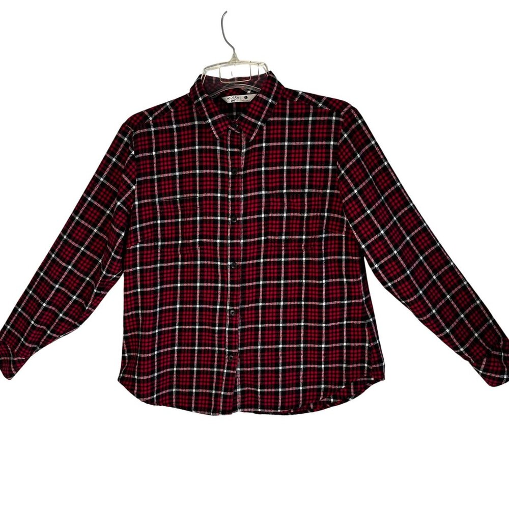 Riders By Lee Women's Red & Black Plaid Button-Up Shirt Size L